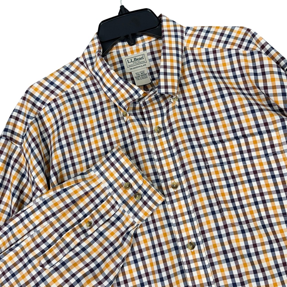 L.L. Bean Business Casual Button Down Shirt Gingham Check Long Sleeve Mens XXL